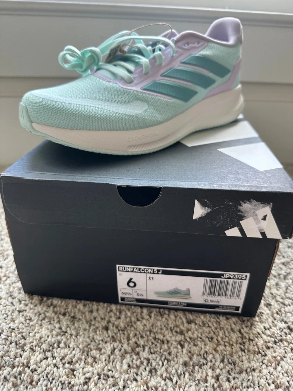 Adidas Runfalcon 5 J Mint with Lilac Accent Women’s Running Shoes